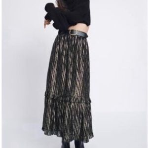 Zara Metallic Thread Maxi Skirt XL NWOT